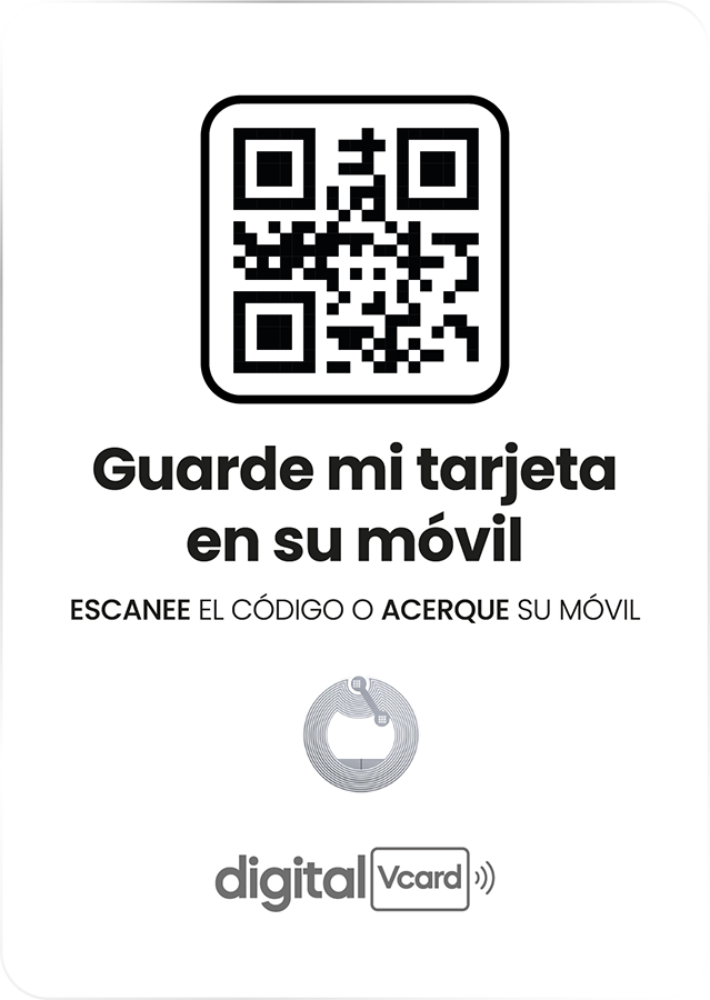 Placa digitalVCard con código QR: guarde mi tarjeta en su móvil
