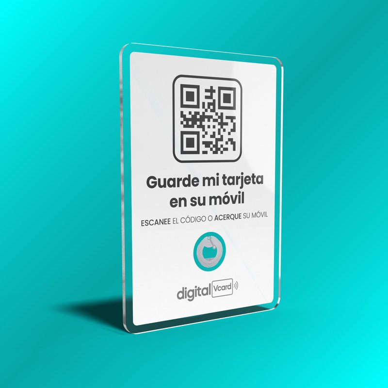 Placa rígida de pared con QR y NFC de digitalVCard